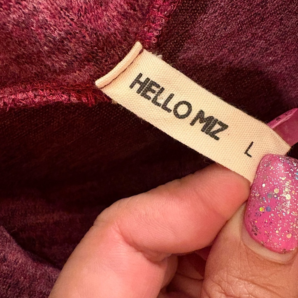 HELLO MIZ Women's Sweater Knit Maternity Dress Cowl Neck Long Sleeve Burgundy L - Picture 8 of 12